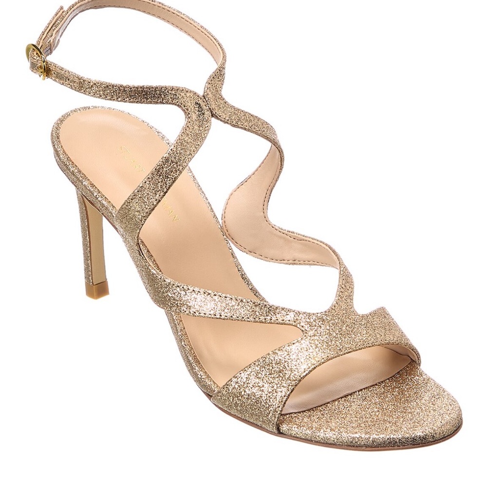 Stuart weitzman mariposa 80 gold glitter sandal
